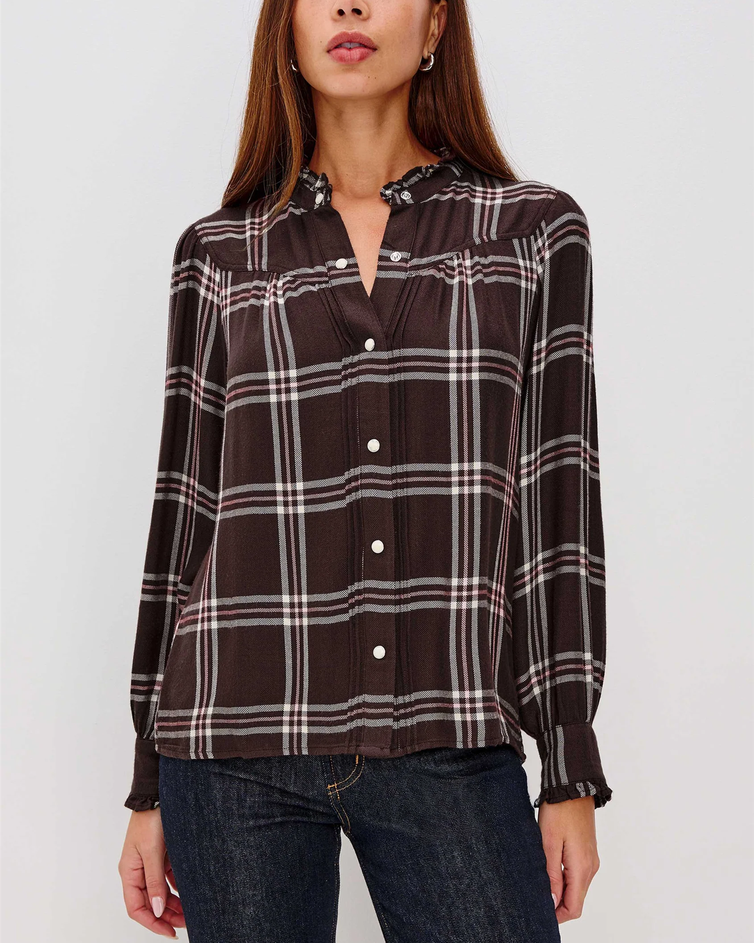 ALANNA PLAID SHIRT BROWN