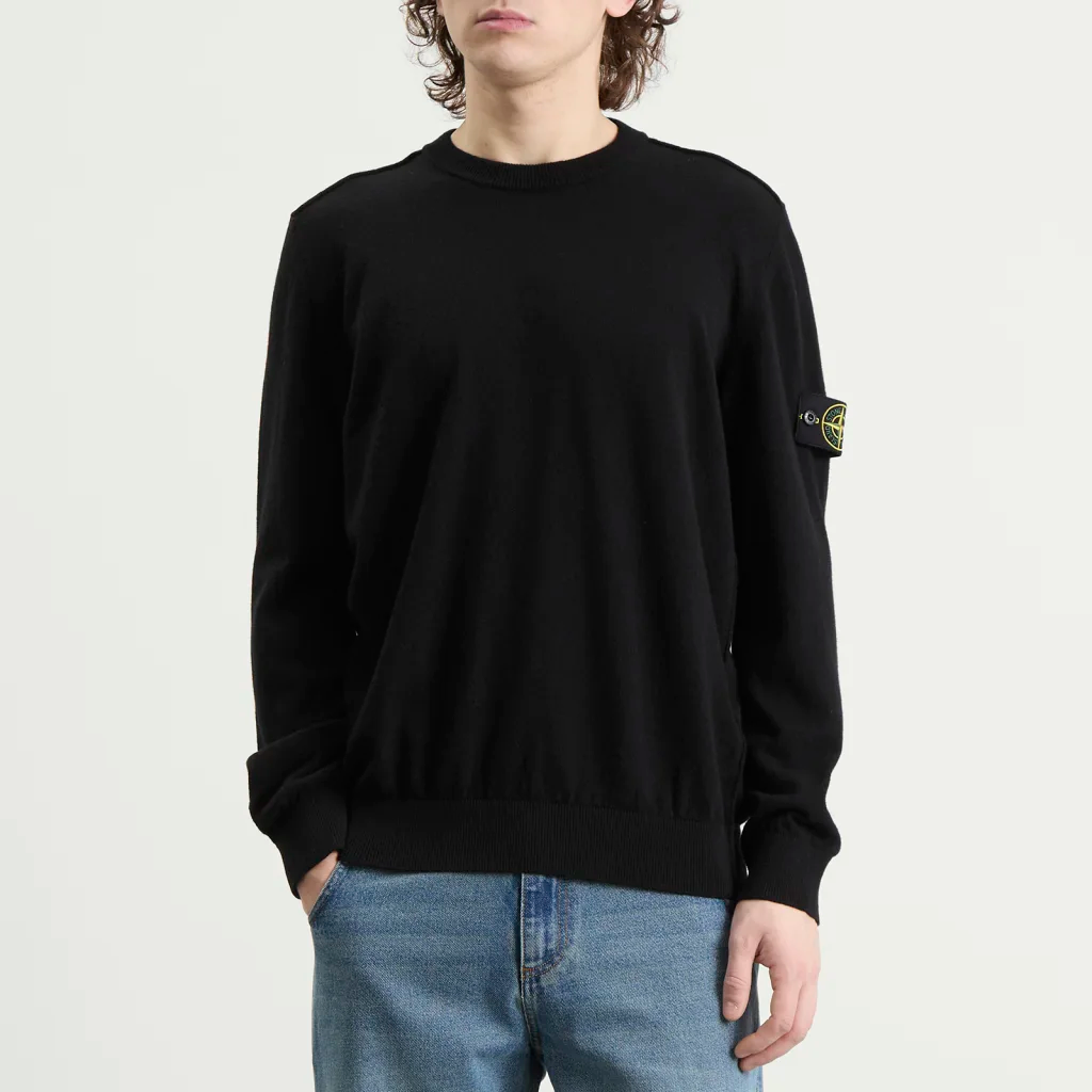 KNITTED GEELONG WOOL SWEATER BLACK