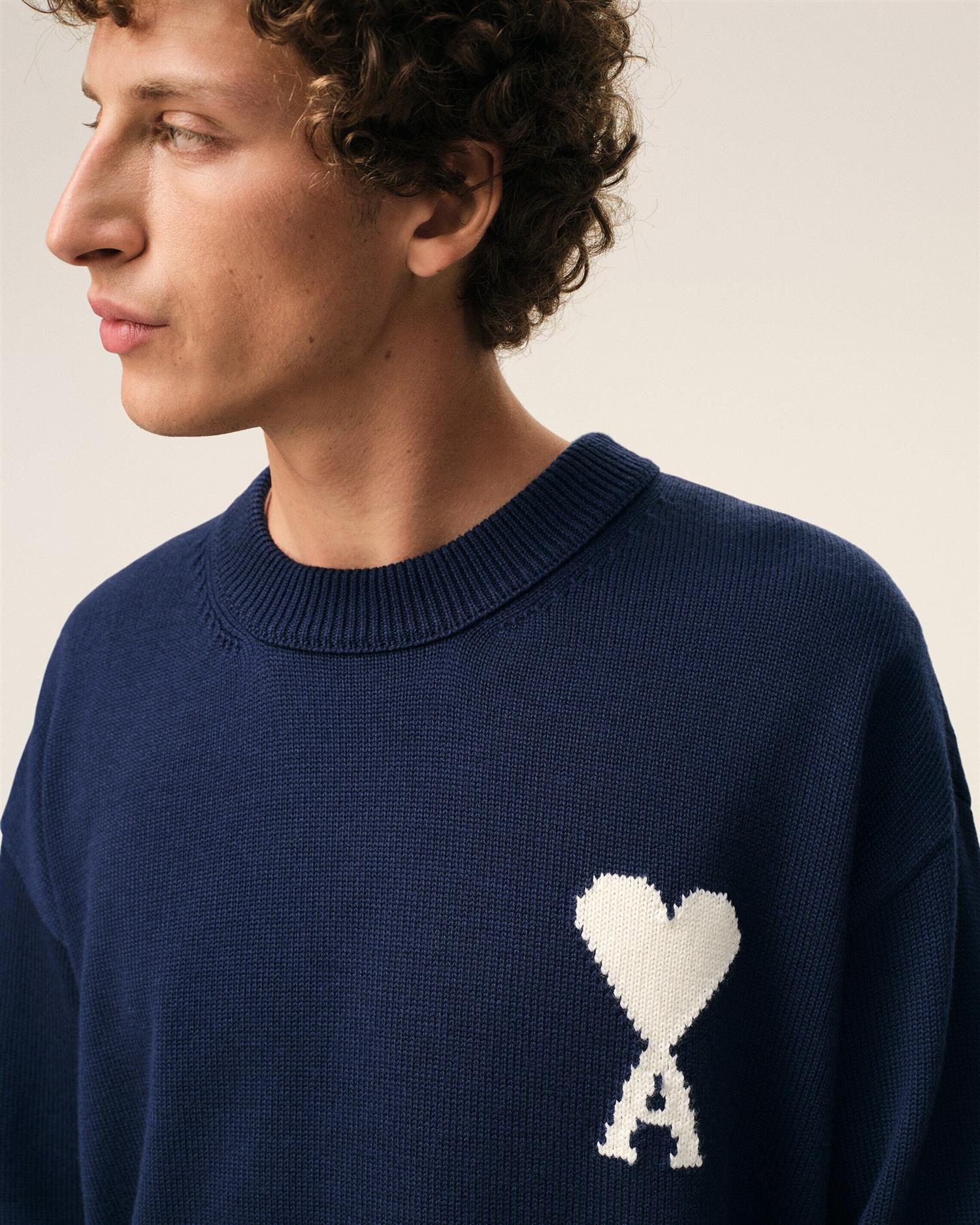 WOOL COTTON AMI DE COEUR SWEATER INK/OFF WHITE