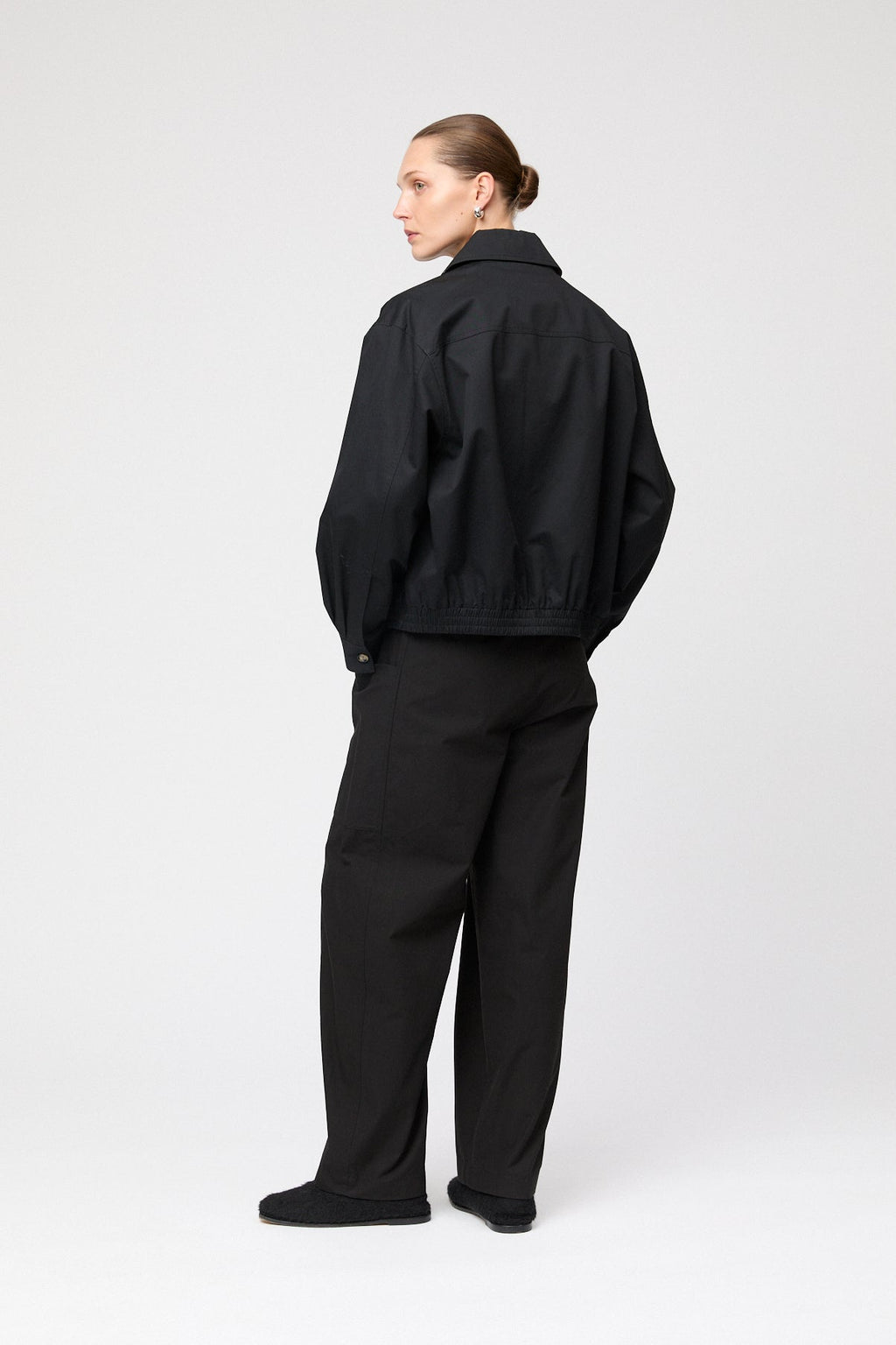 Blouson Zip Up Cotton Twill Jacket Jet Black
