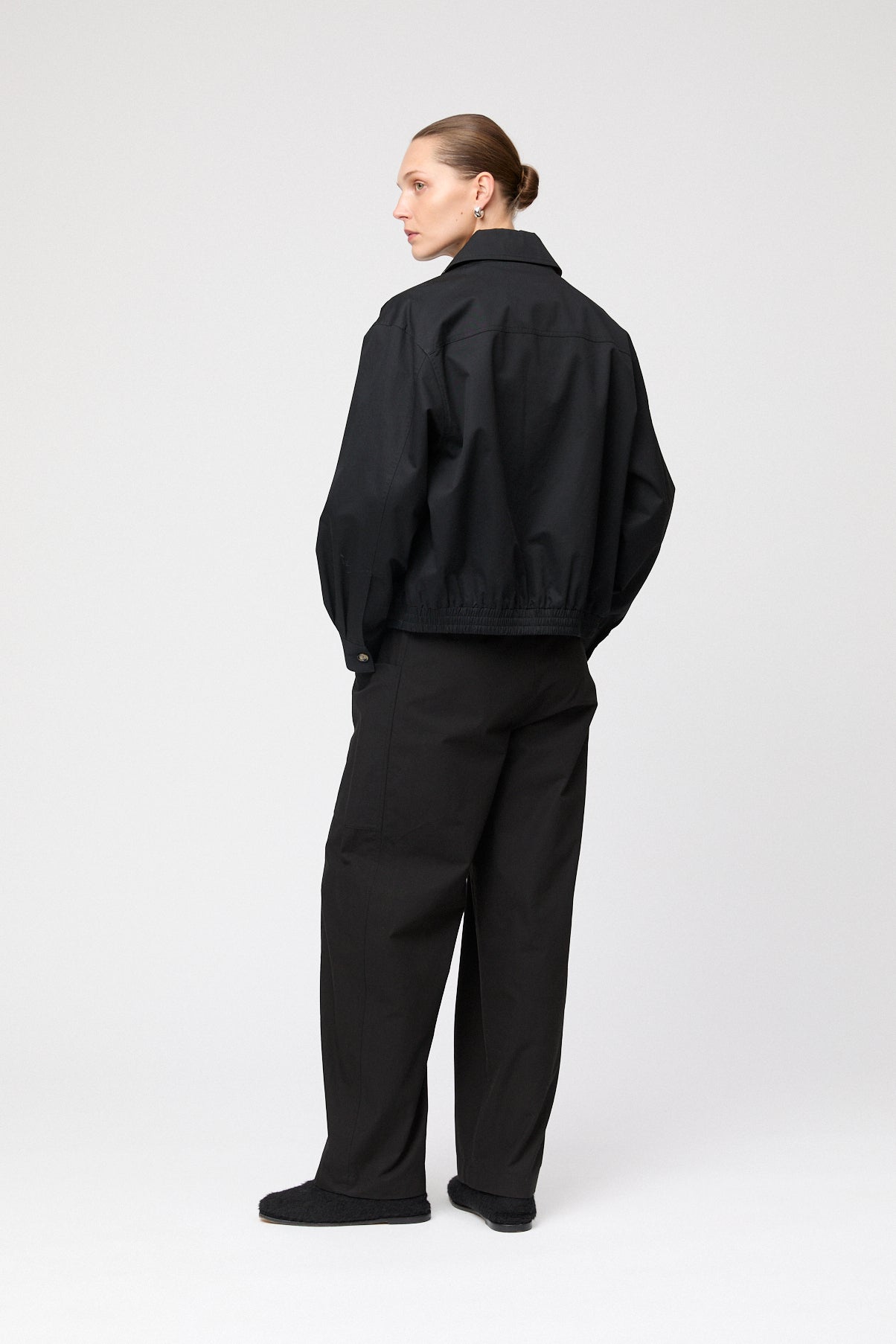 Blouson Zip Up Cotton Twill Jacket Jet Black