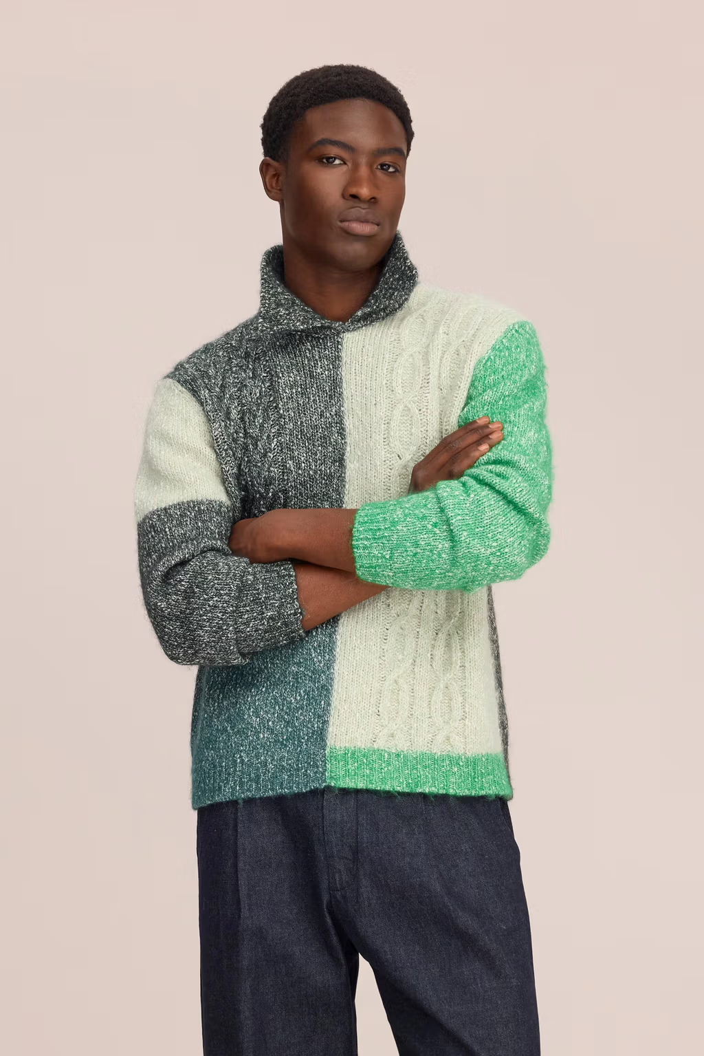 Erling 60067 Cable Sweater Green Check