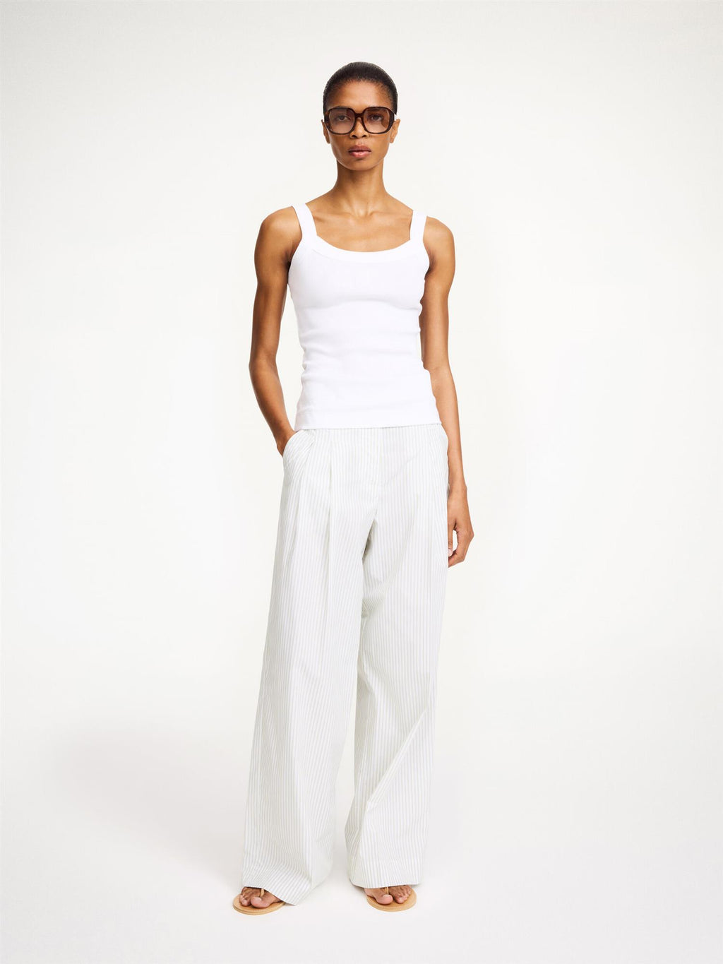 FRILLIO Ribbed Tank Top Pure White