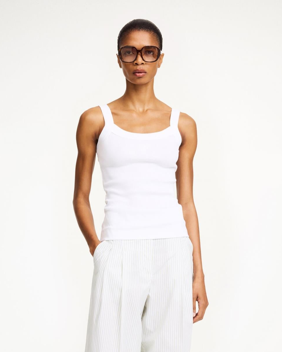 FRILLIO Ribbed Tank Top Pure White