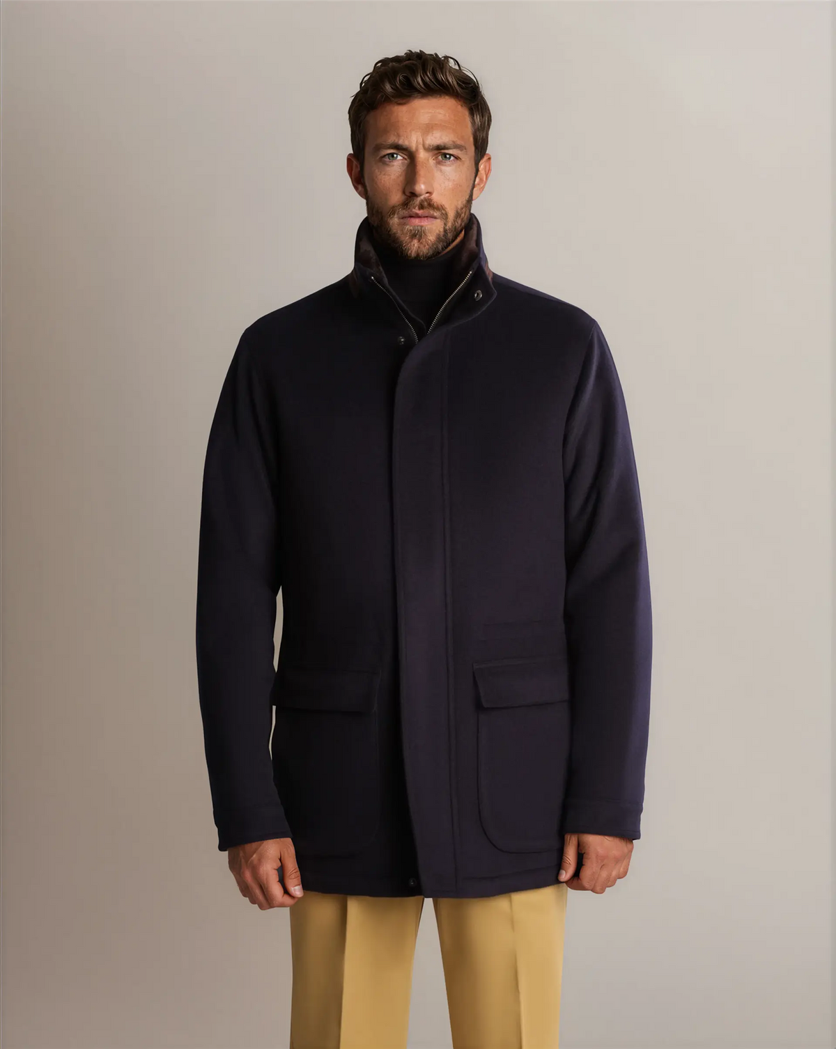 Winter Wool Car Coat Navy