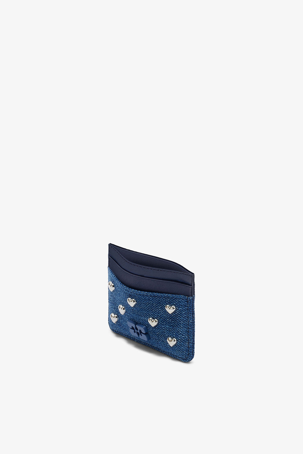 Bou Heart Studs Card Holder Faded Denim