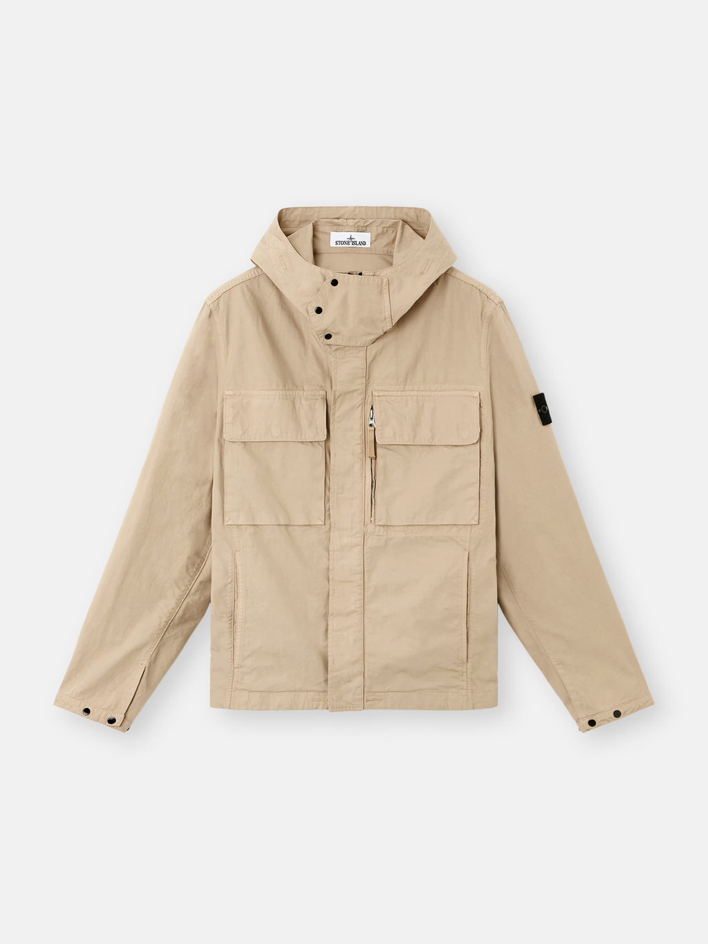 HOODED ORGANIC COTTON CANVAS FIELD JACKET DESERT