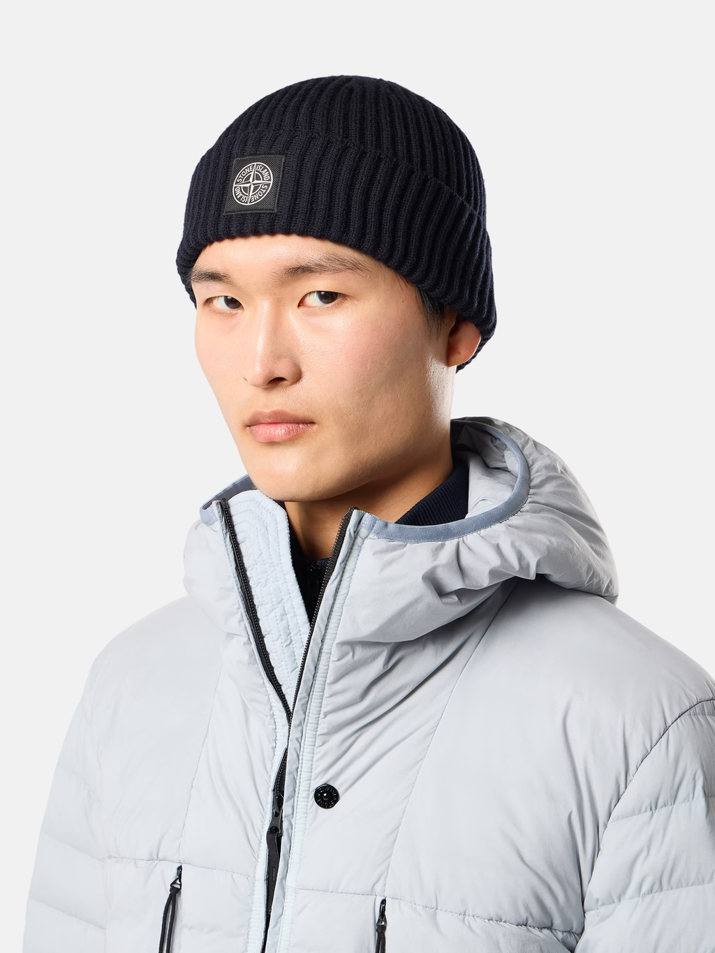 RIBBED WOOL BEANIE NAVY BLUE