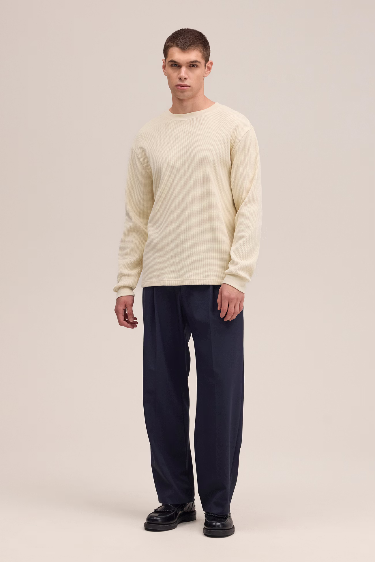 Jett Waffle knit Longsleeve 30035 Ivory