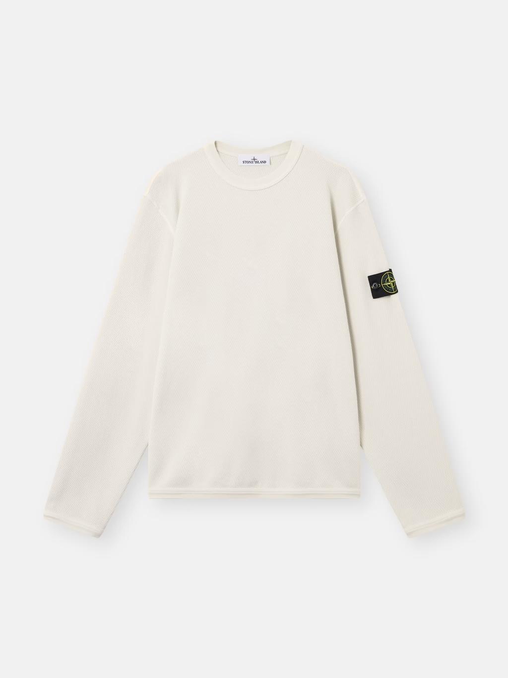 MESH STITCH COTTON SWEATSHIRT IVORY