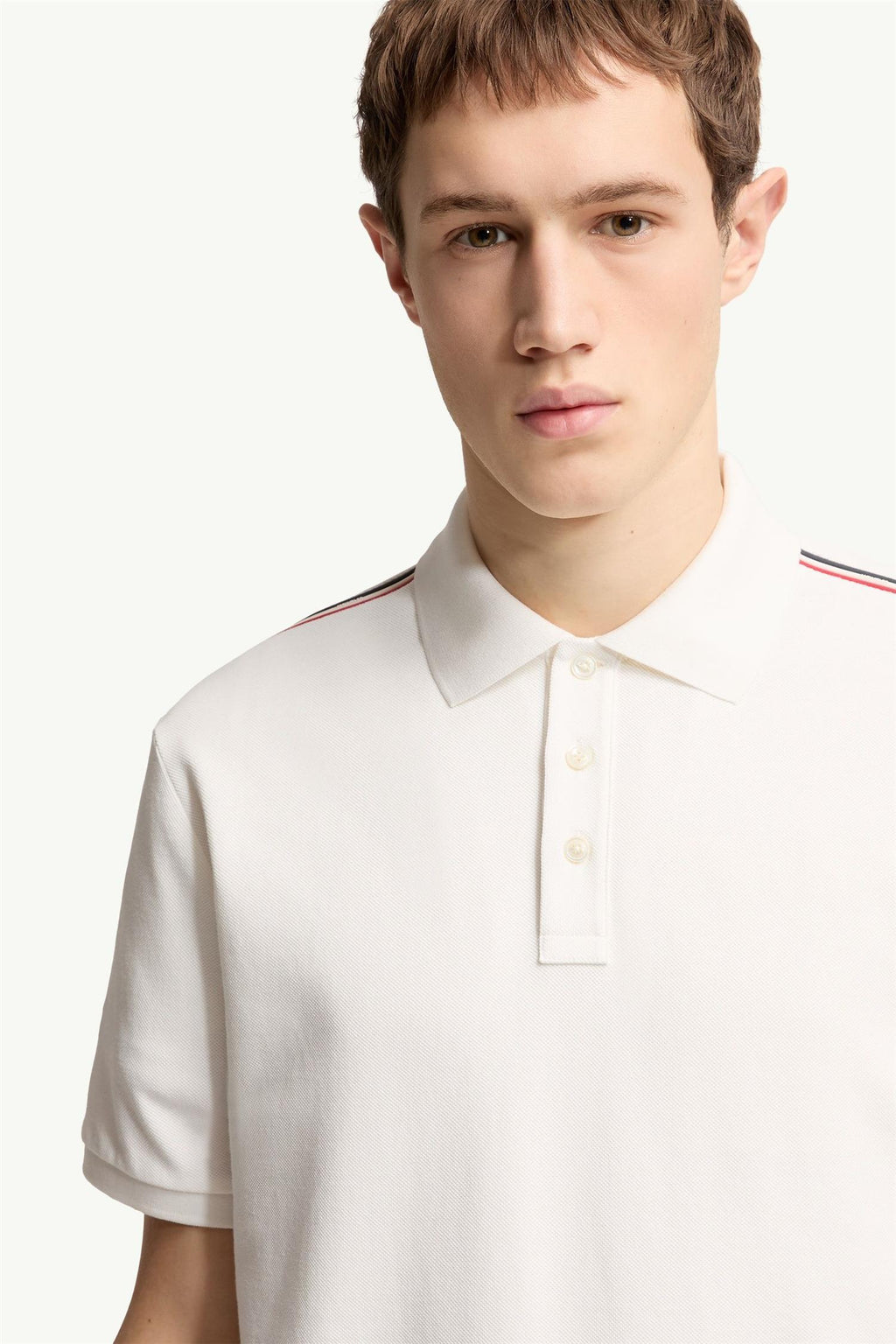 Tricolor-Trimmed Cotton Piquet Polo Shirt White