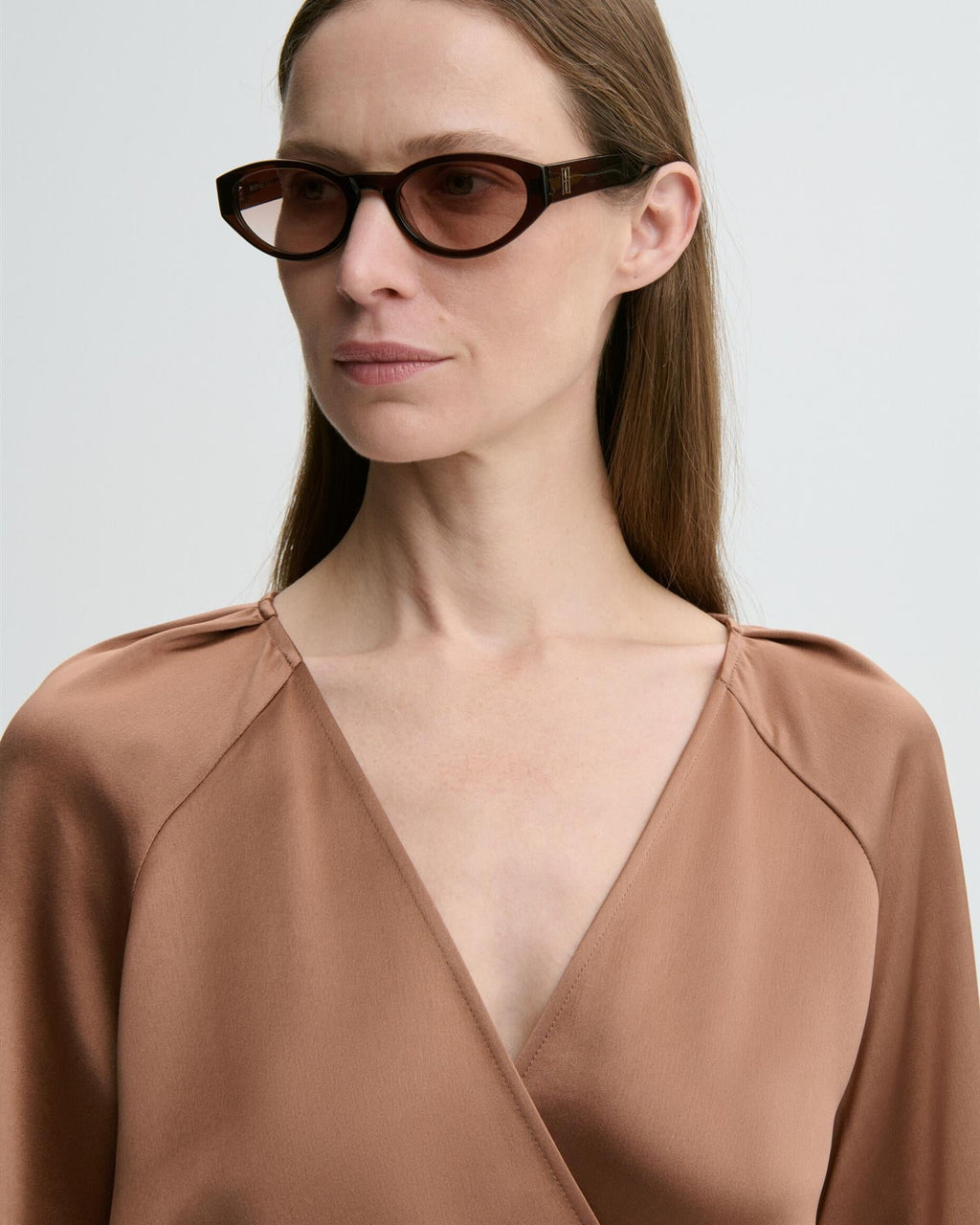 Pacey satin blouse Latte Brown