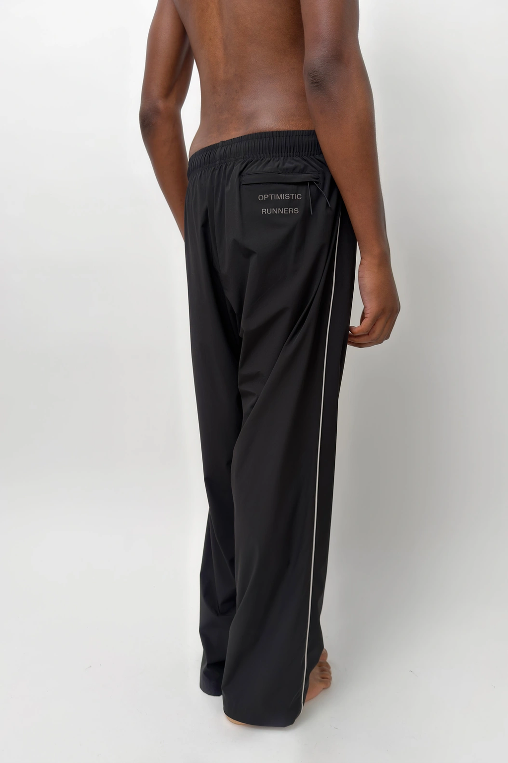 Side Striped Wide Pants Black
