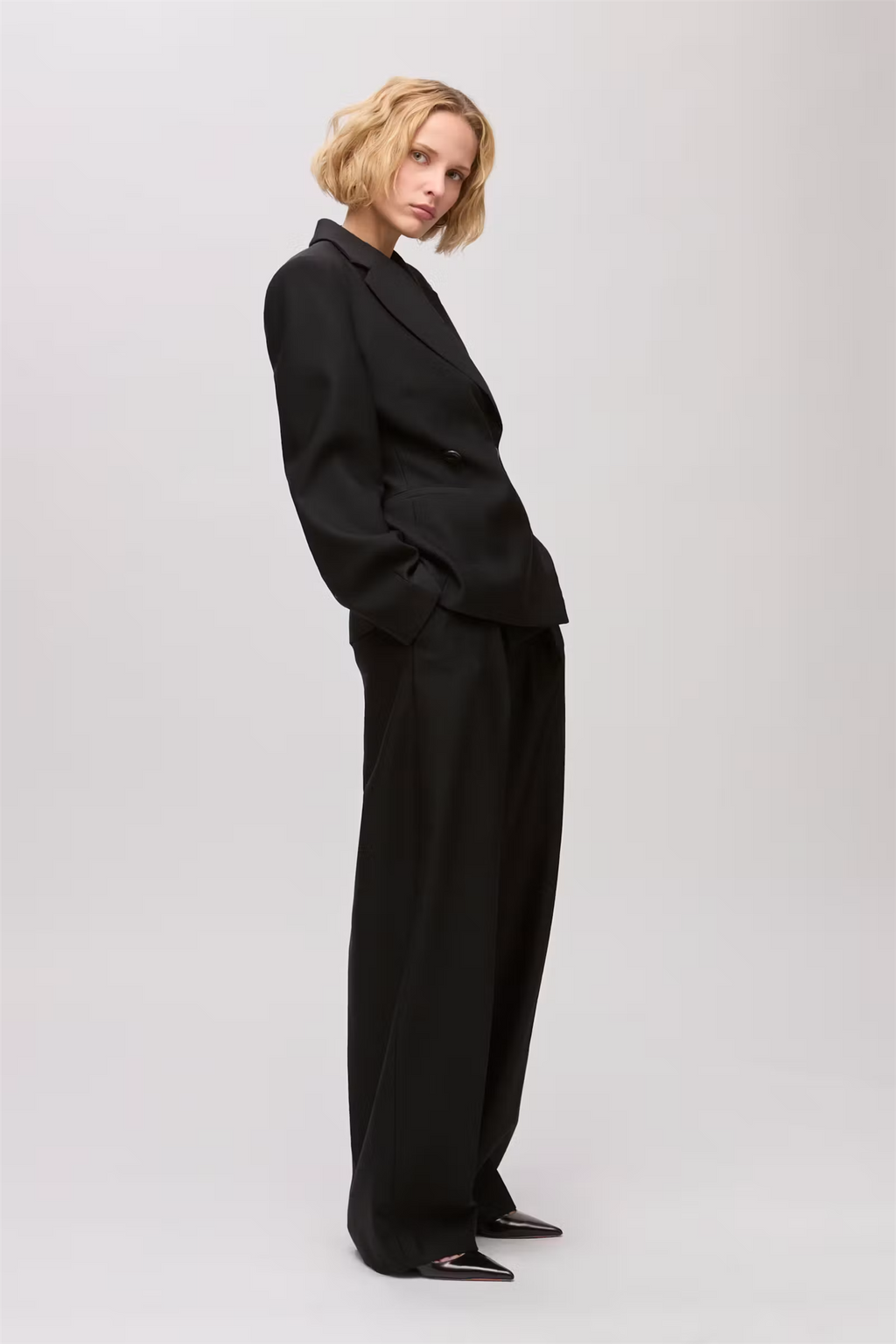 Jolene Double Breasted Wool Blazer Black