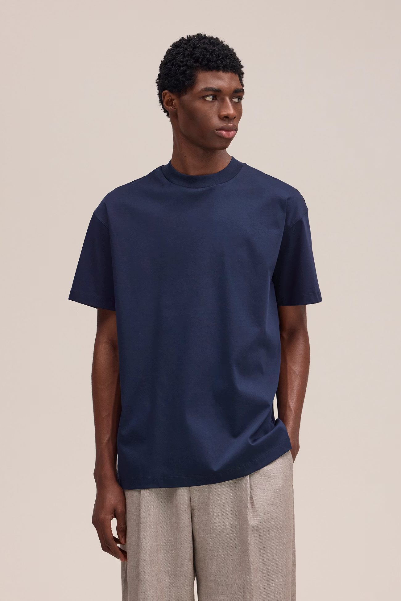 Lionel Mercerized Cotton T-shirt 3525 Navy Blue