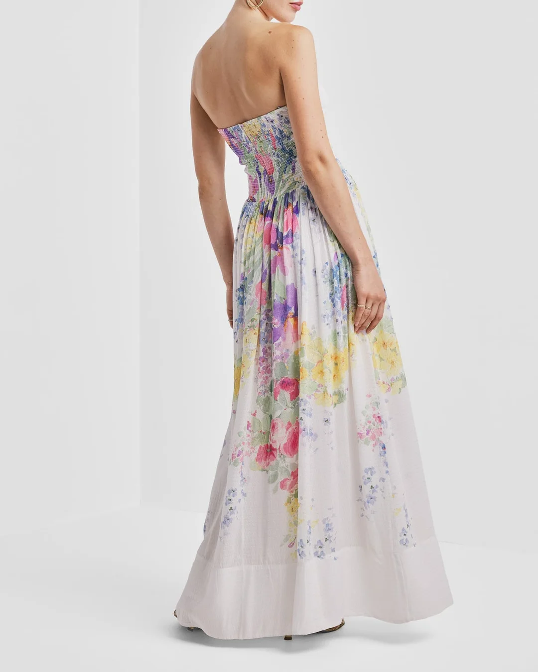 Dotted Georgette Bandeau Dress Flower Meadow