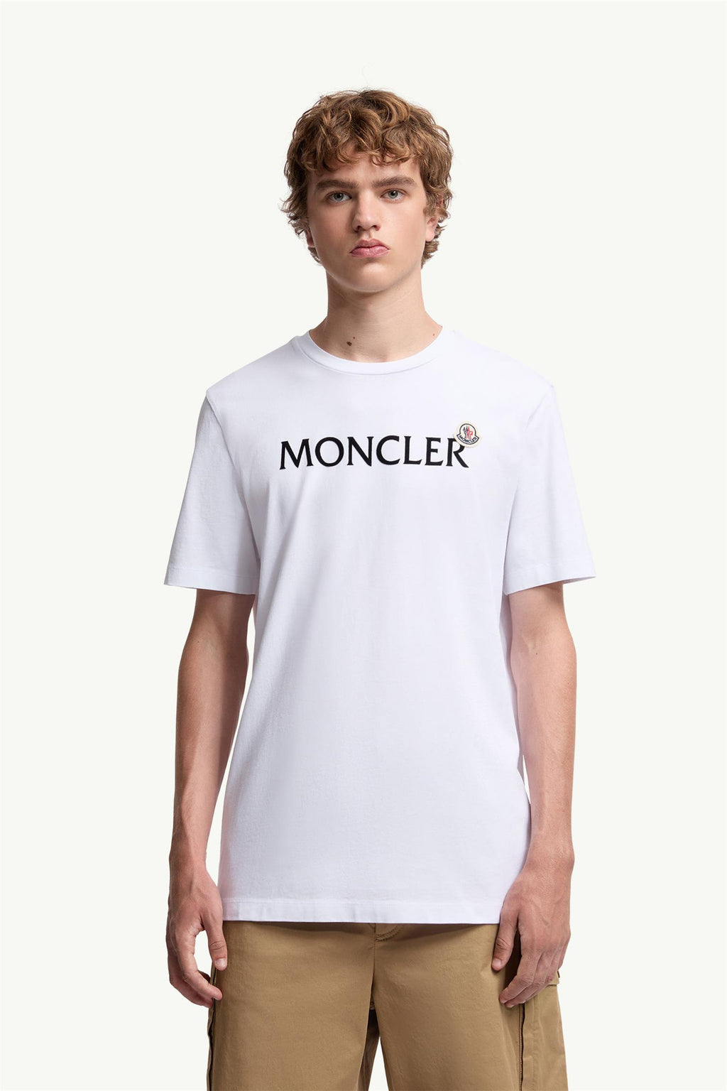 Flocked Logo Cotton T-Shirt WHITE