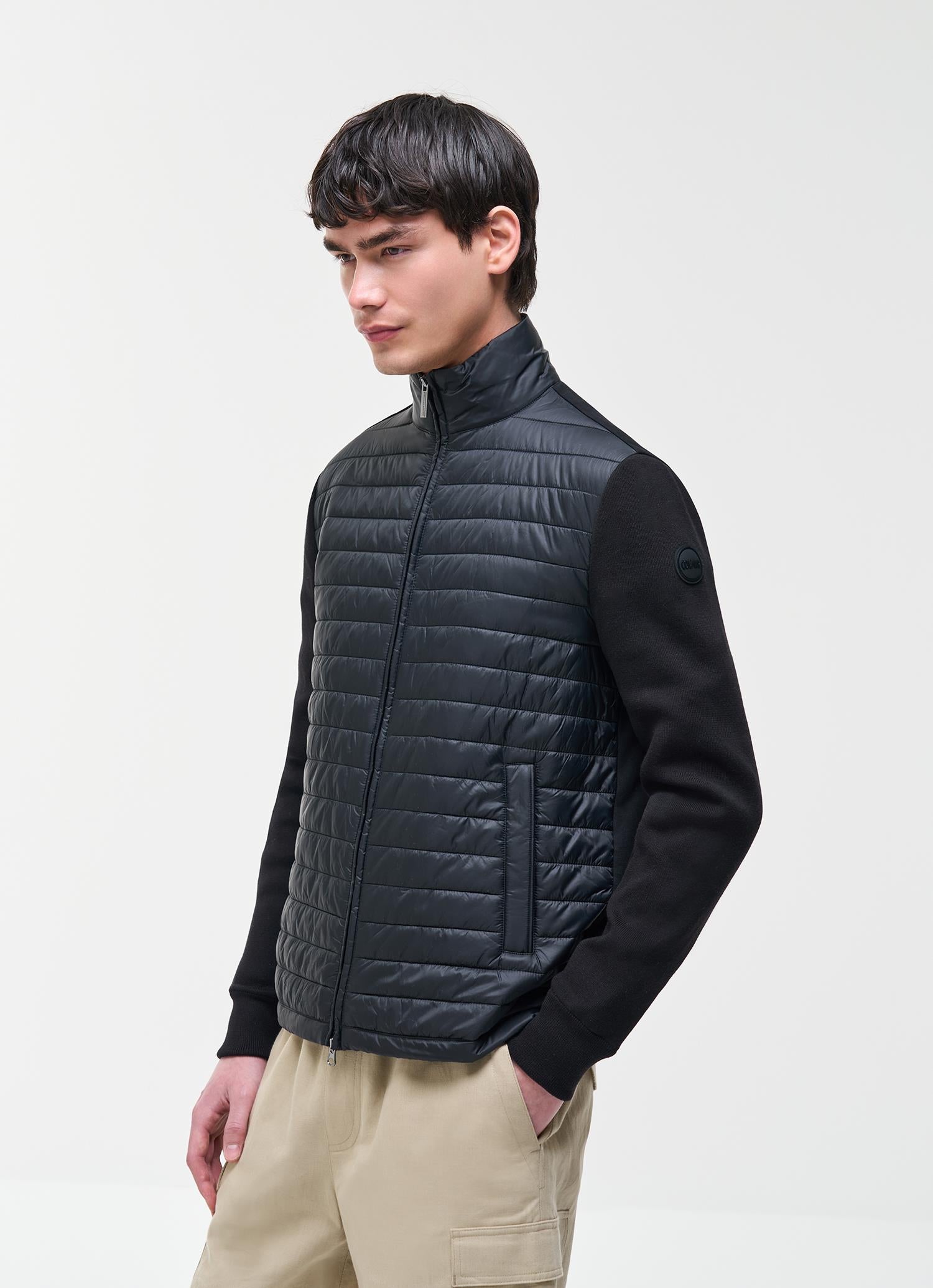 HYBRID KNITTED AND PADDED JACKET BLACK