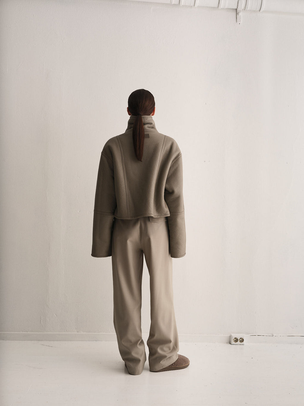 Hawk Leather Shearling Jacket Taupe