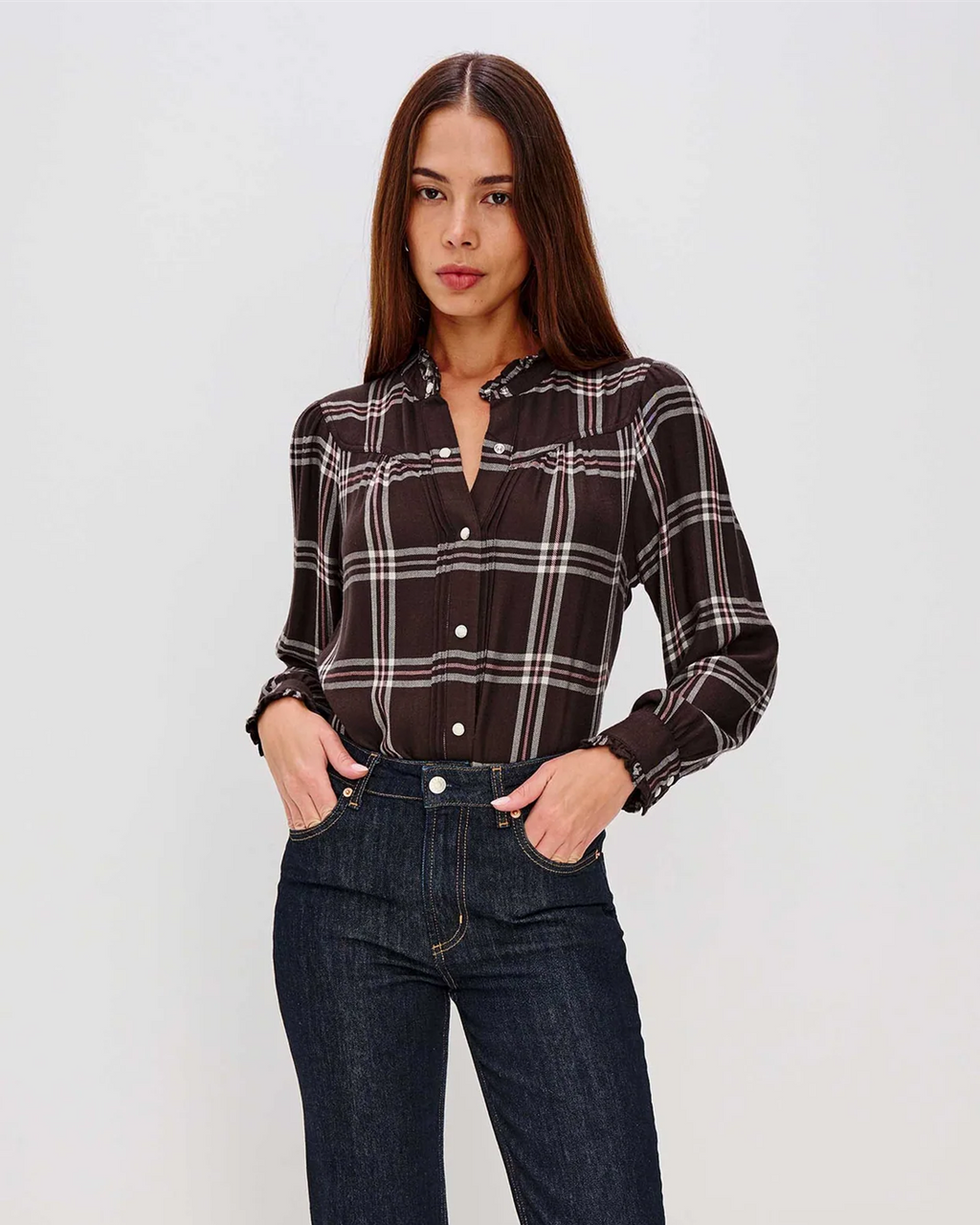 ALANNA PLAID SHIRT BROWN