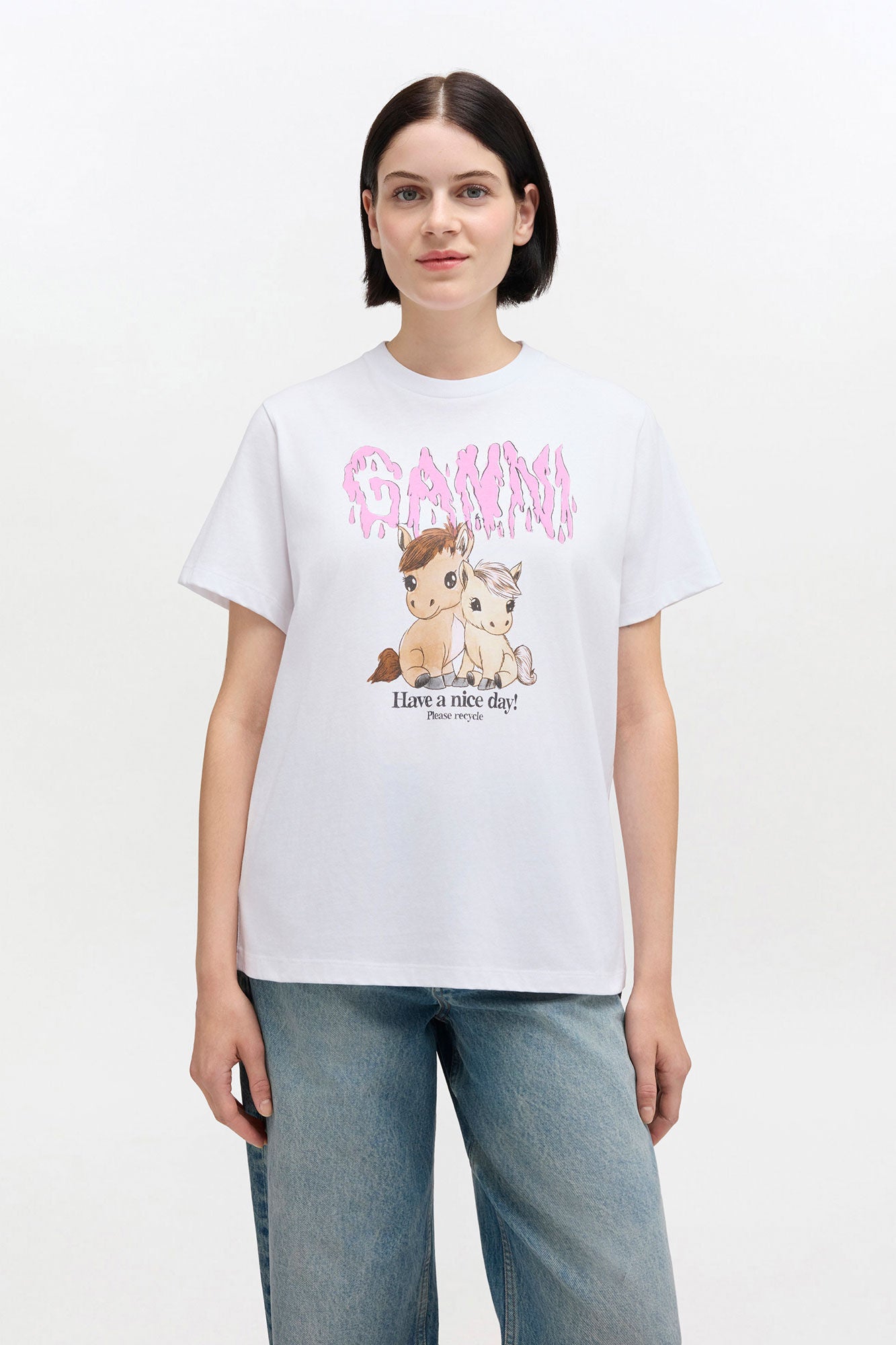 Graphic pony print T-shirt Bright White