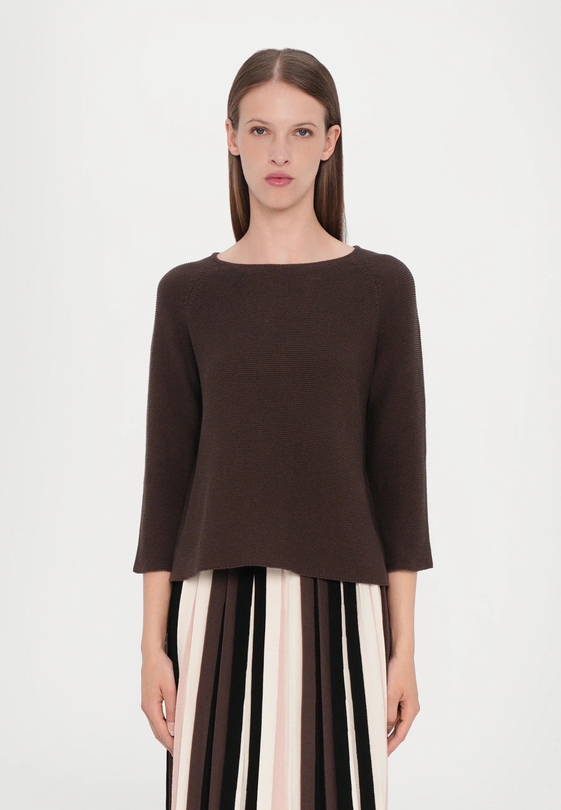 Addotto knitted cotton sweater Dark Brown