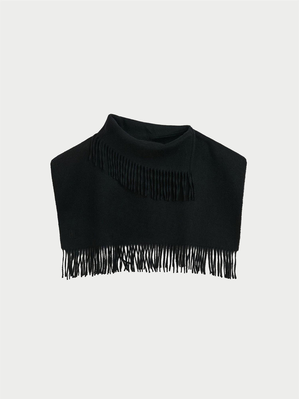 Turtla wool fringe bib Black