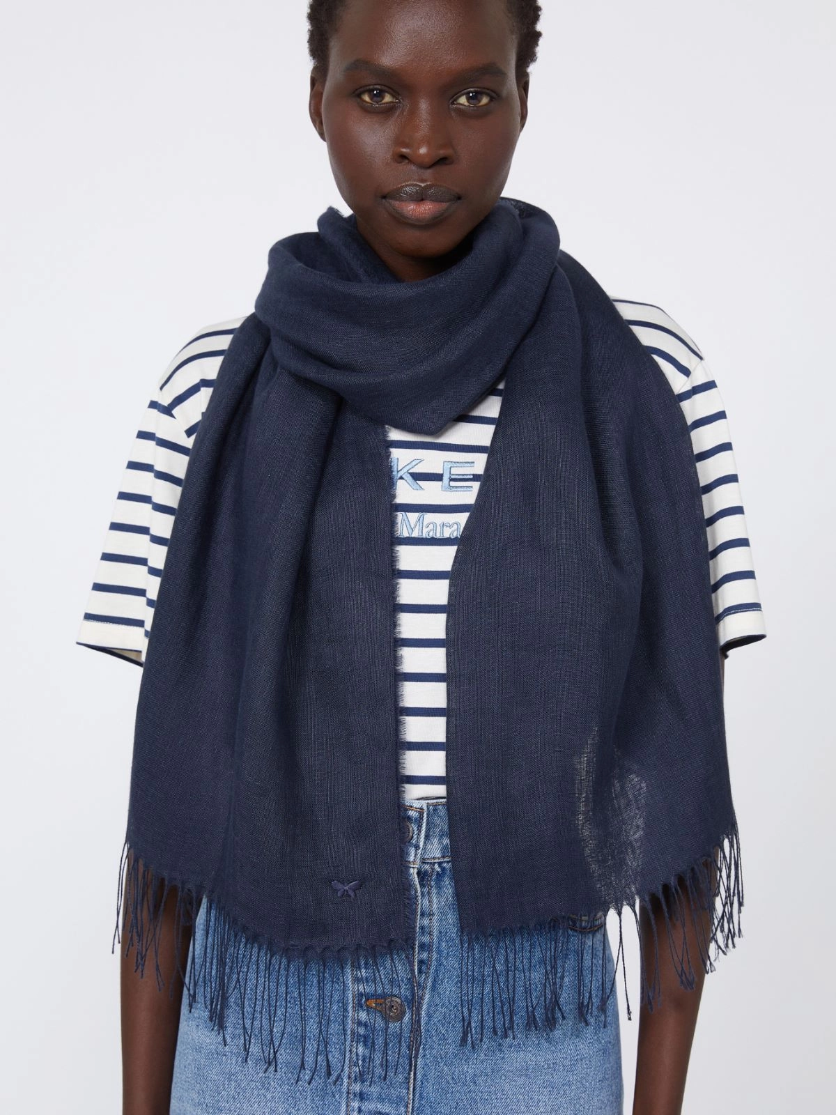 SIONBIO Linen Scarf MIDNIGHTBLUE