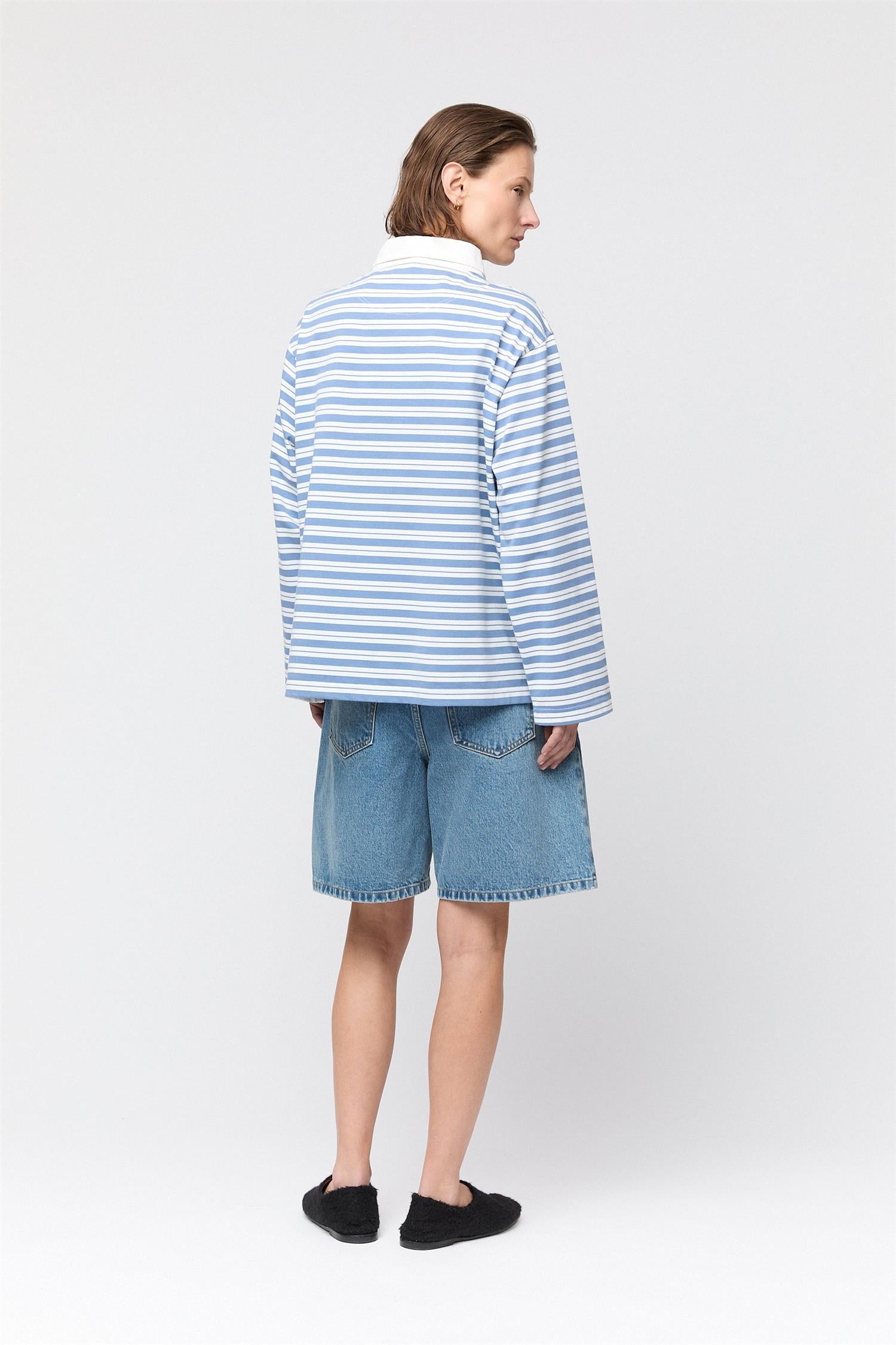 Rugby Top Powder Blue and Cream Stripe
