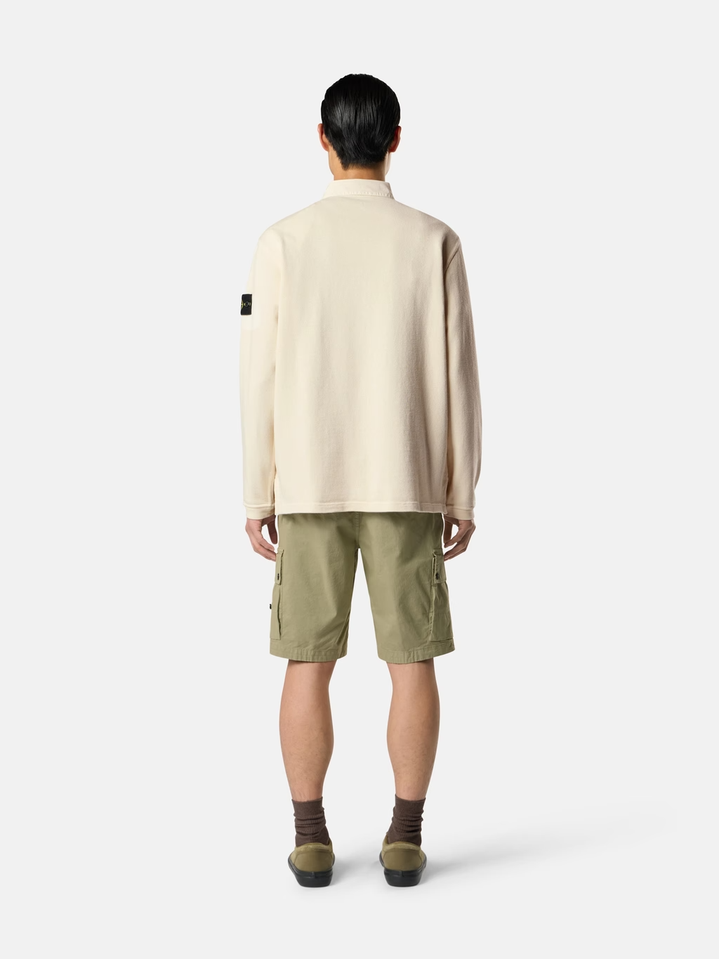HEAVY COTTON JERSEY POLO SWEATSHIRT IVORY