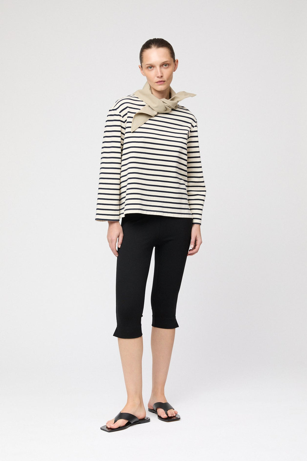Breton Cotton Long Sleeve Cream Navy Stripe