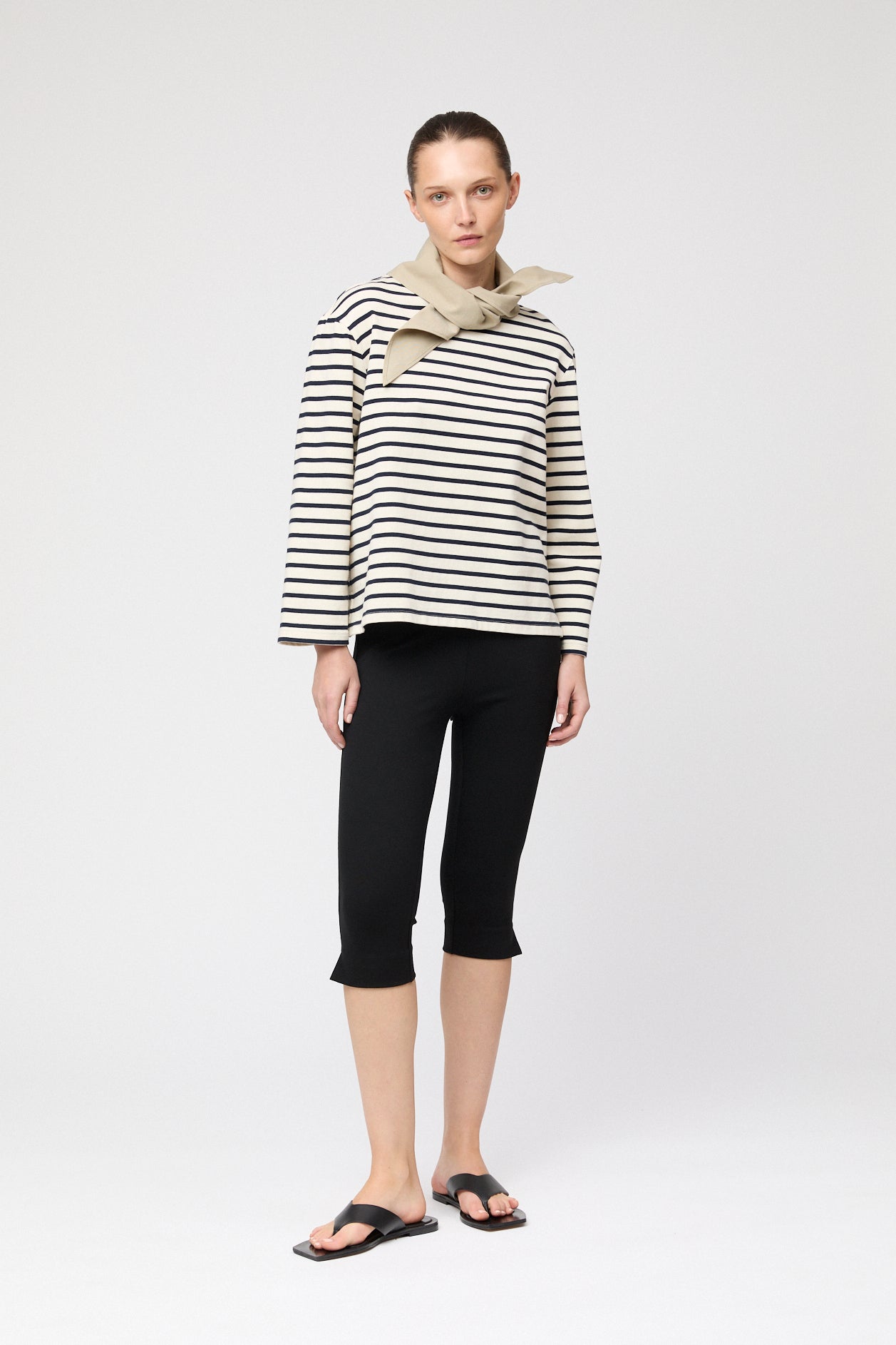 Breton Cotton Long Sleeve Cream Navy Stripe