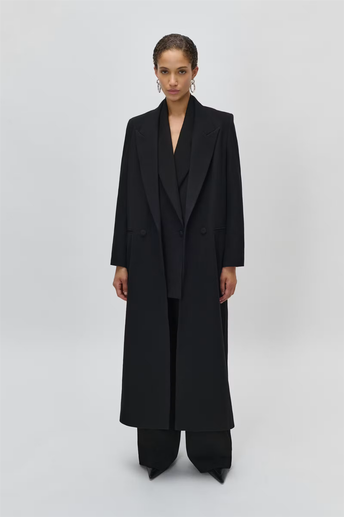 Jil Ann Polyester Blend Coat Black