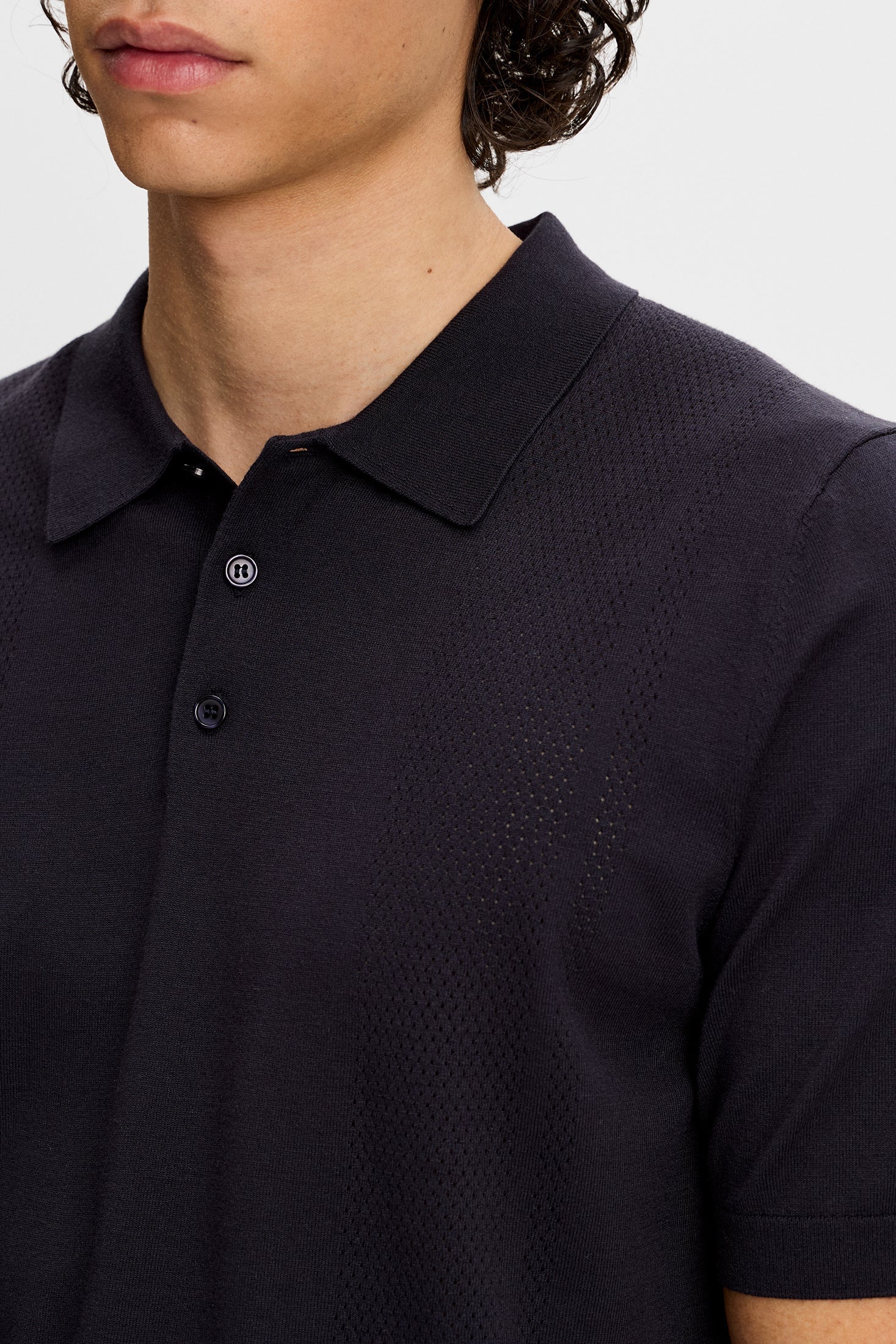 Reymond Seasonal Viscose Blend Knit Polo JL Navy