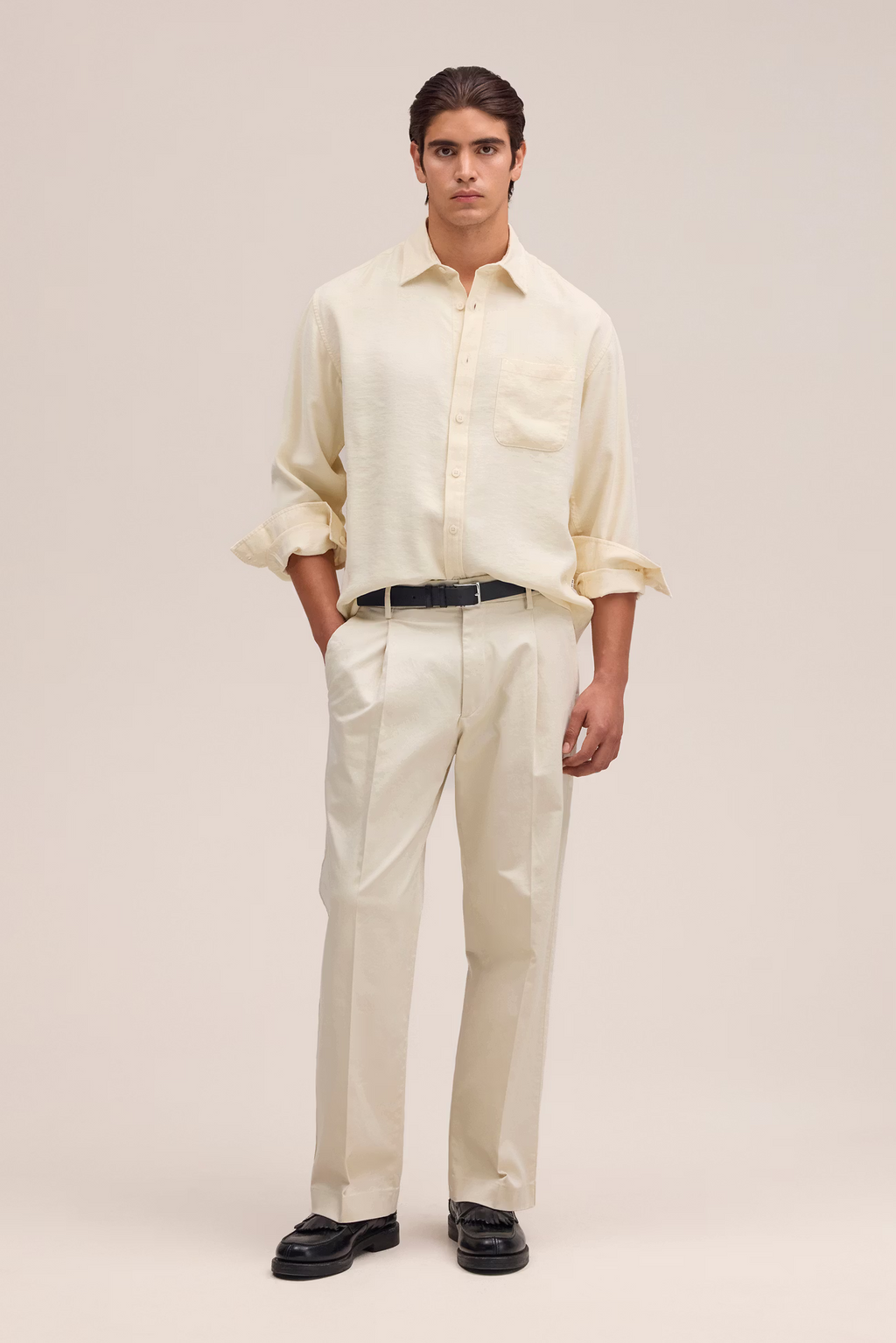 Deon Drapey viscose blend Shirt 5027 Ivory