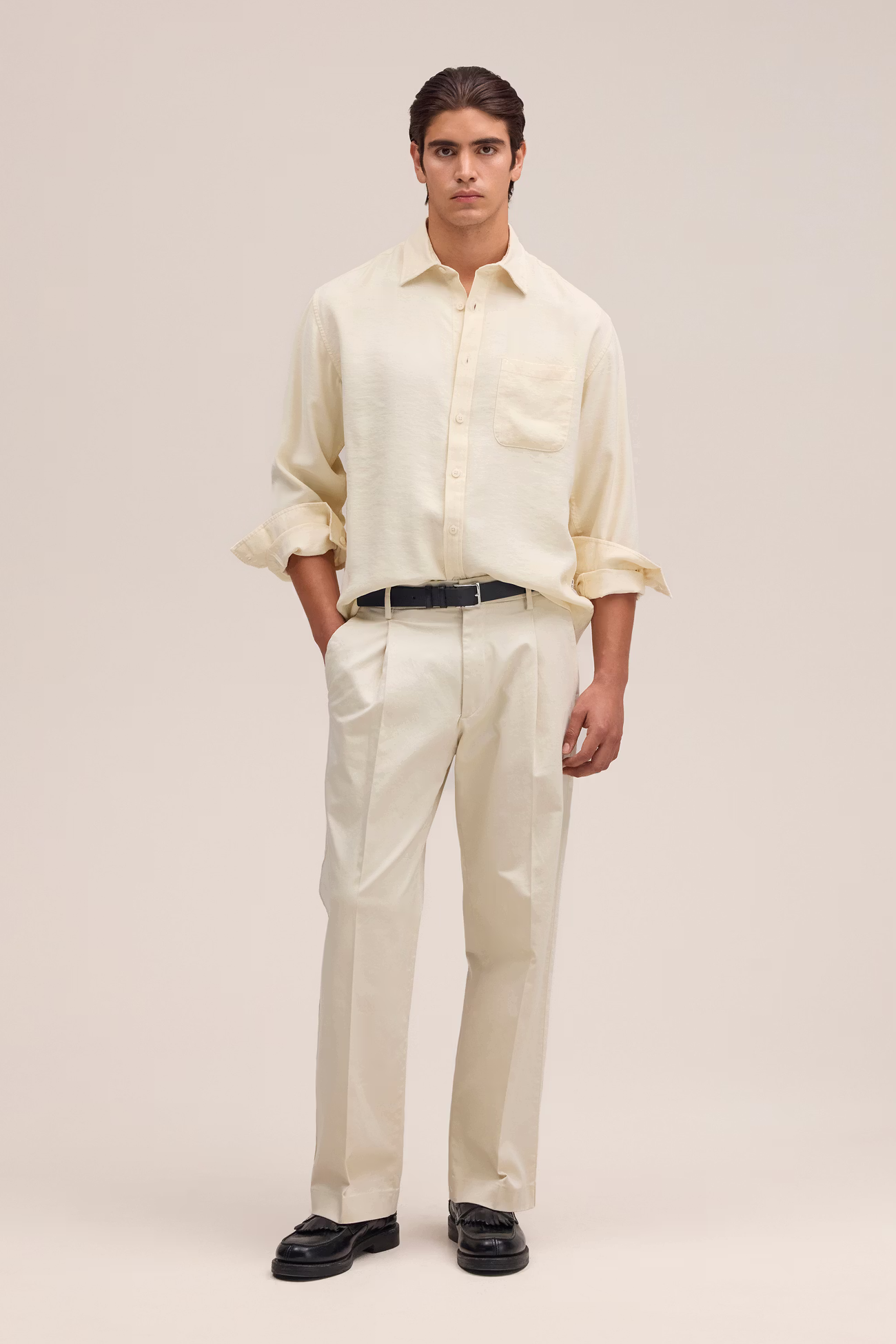 Deon Drapey viscose blend Shirt 5027 Ivory