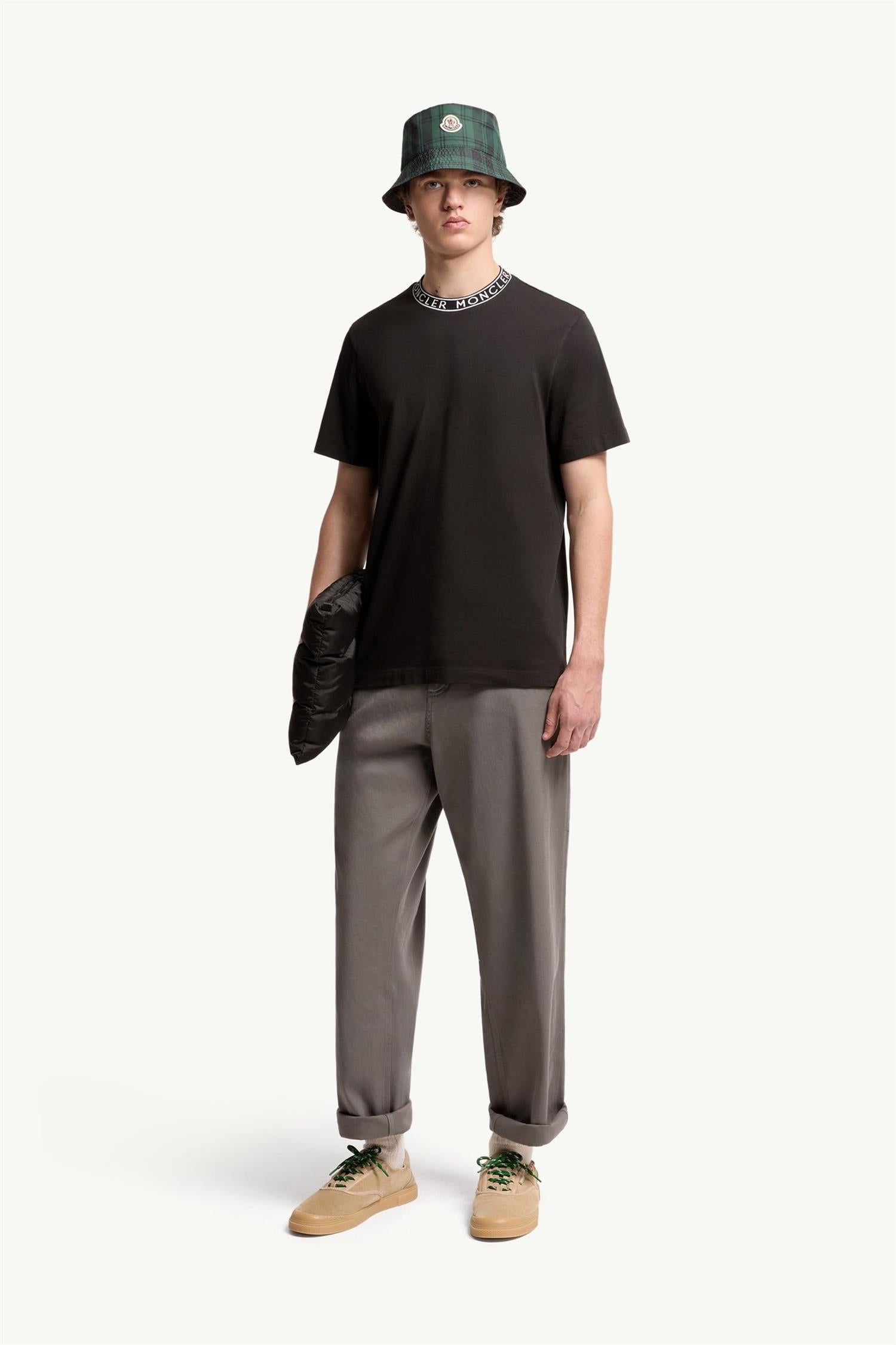 Intarsia logo neckrib T-SHIRT BLACK