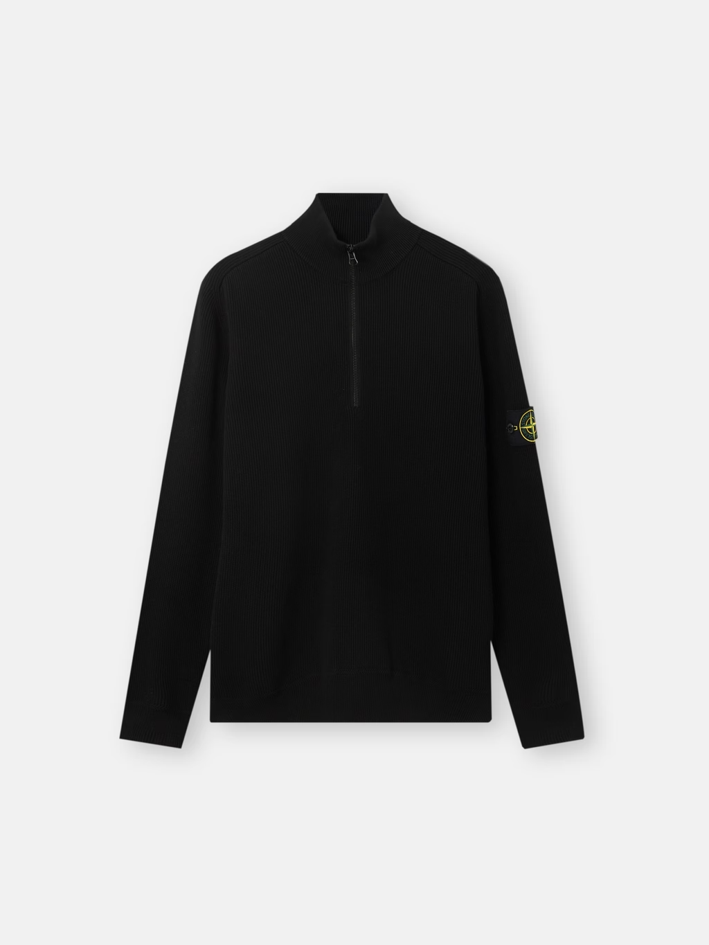 RIBBED ORGANIC COTTON Half-zip Sweater Black