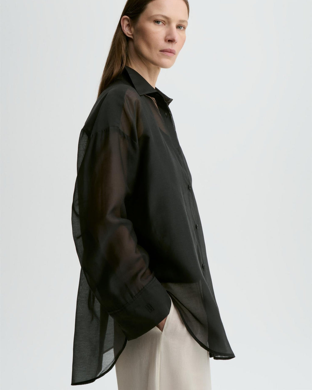 Derris silk organza shirt Black
