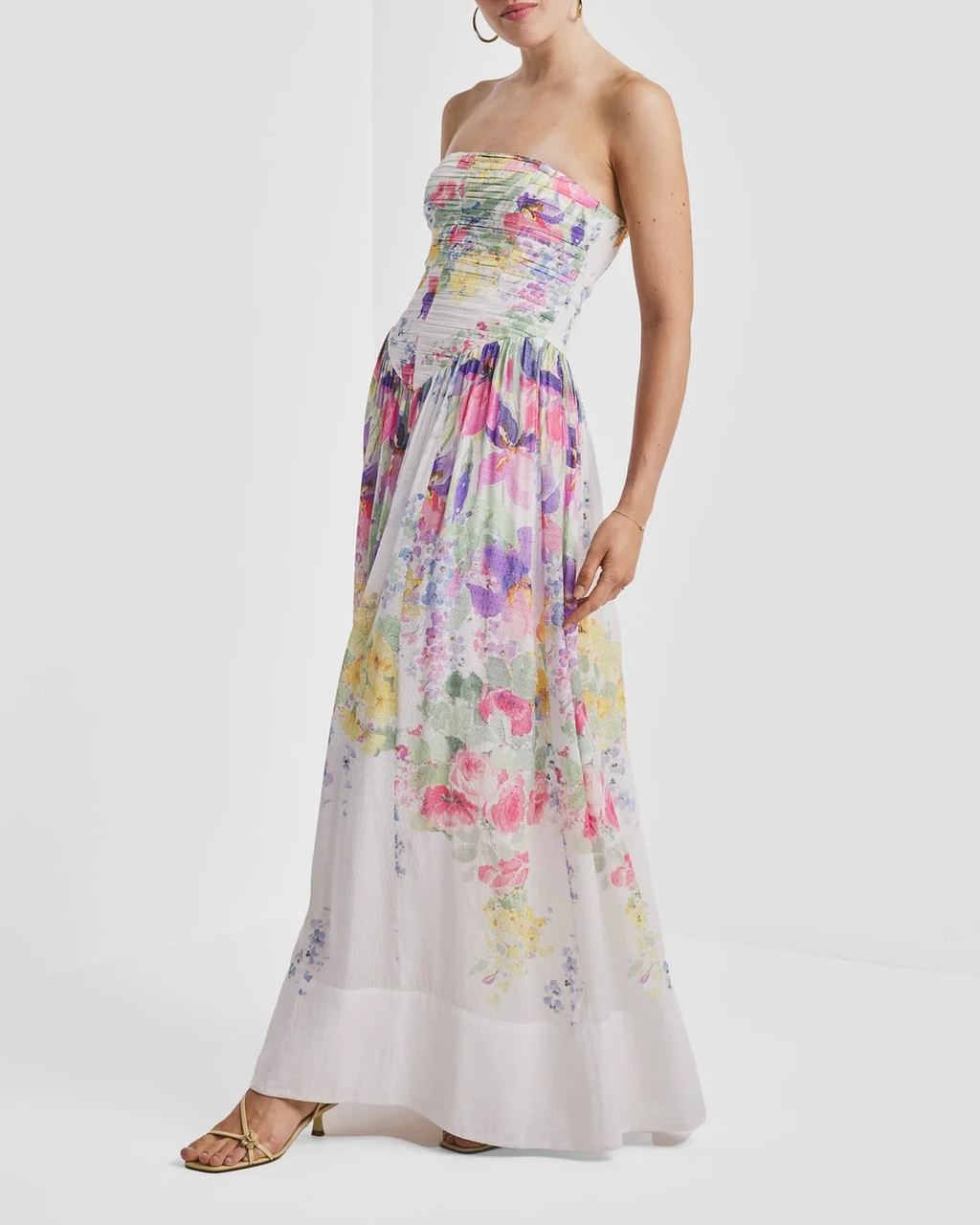 Dotted Georgette Bandeau Dress Flower Meadow