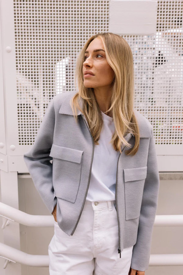 Cut Knitted Wool Jacket Neutral White