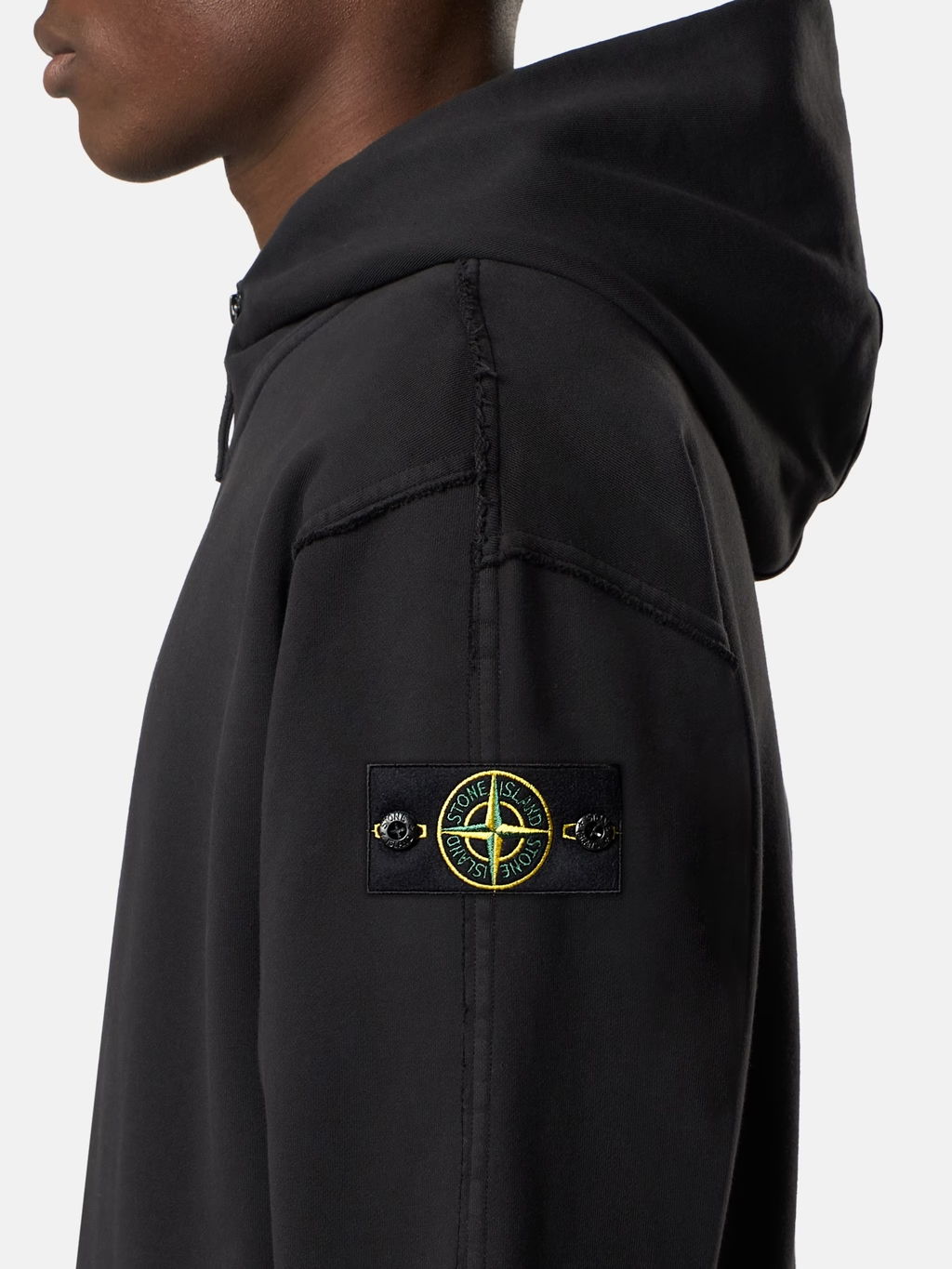 Oversized RAW EDGE ZIP-HOOD BLACK