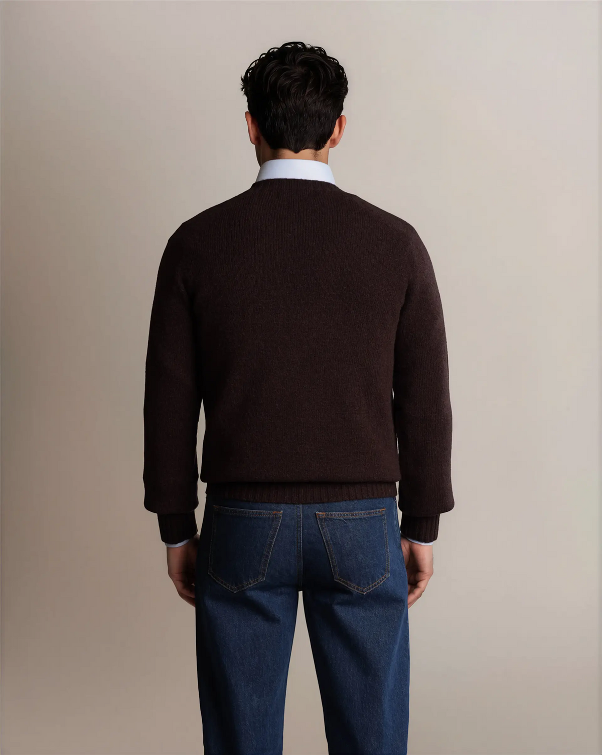 Shetland Wool Sweater Brown