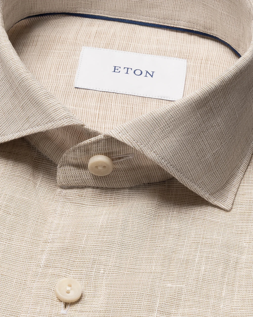 Casual Fit Solid Linen Shirt Beige