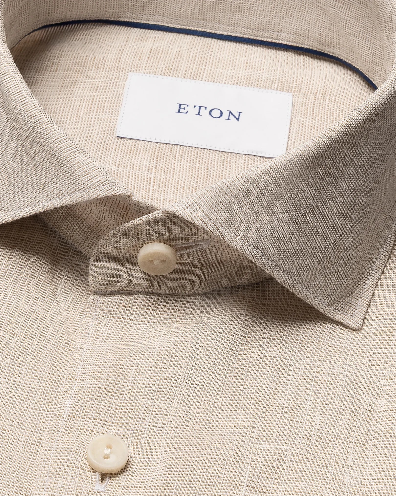 Casual Fit Solid Linen Shirt Beige