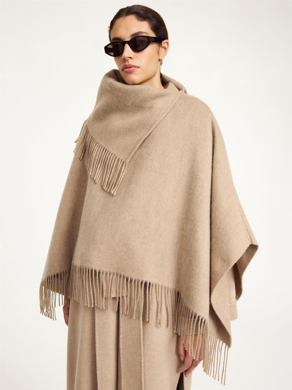 Turtma wool poncho Grey Brown Melange