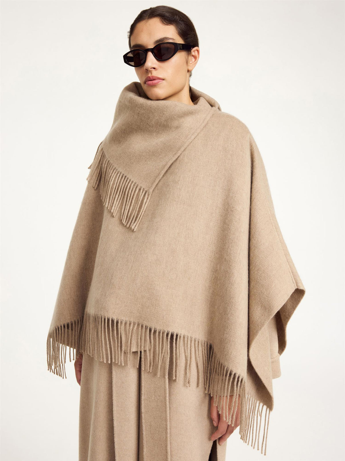 Turtma wool poncho Grey Brown Melange