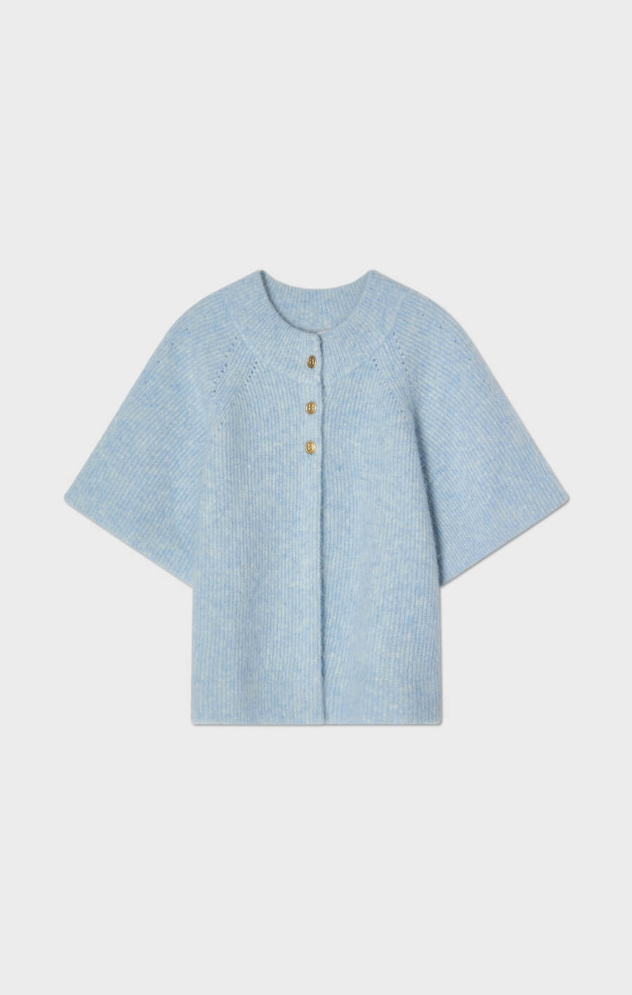 VILANIE SHORT-SLEEVE MOHAIR CARDIGAN ICE BLUE