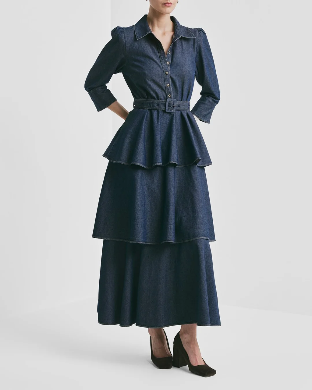 denim Shirt Dress Dark Blue