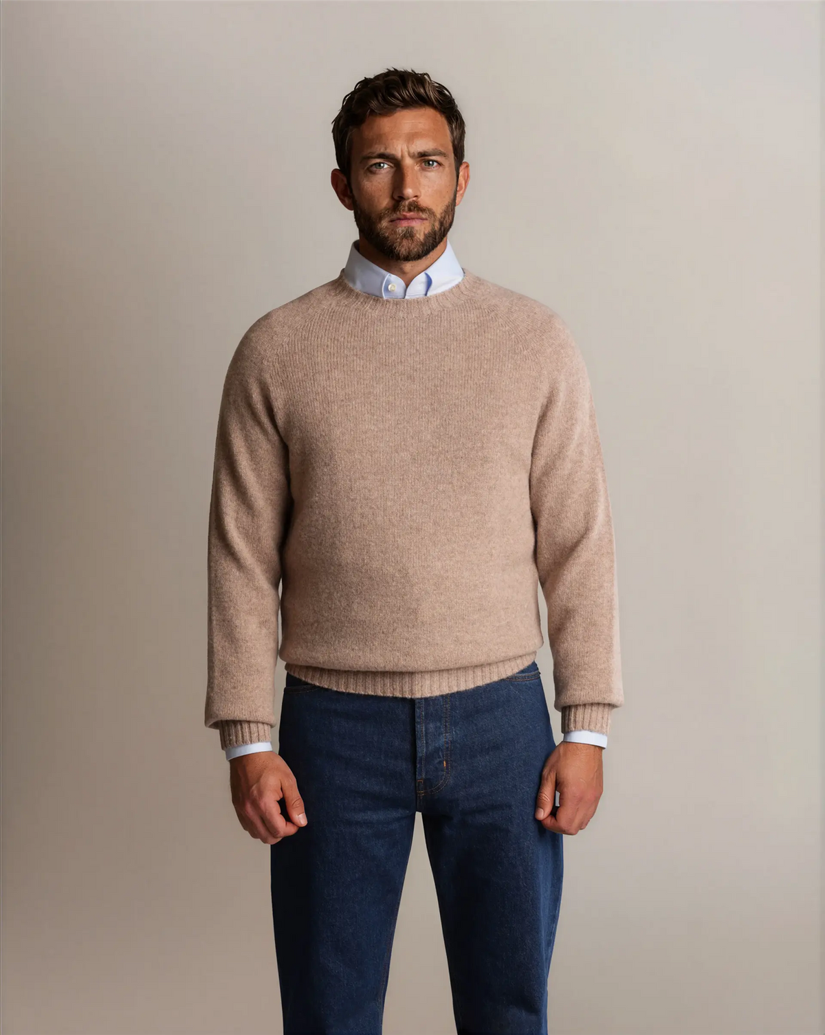 Shetland Wool Sweater Beige